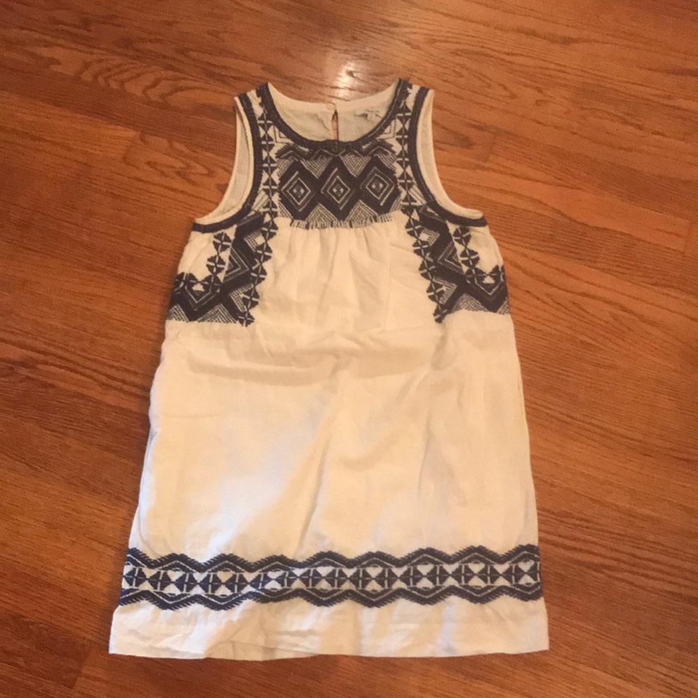 Madewell white dress w navy embroidery